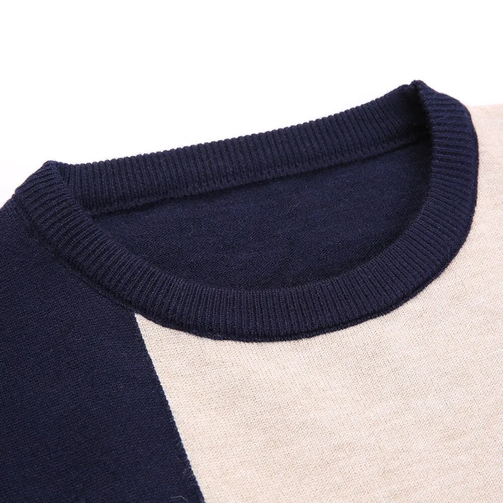 Winter Flat Knitted Standard Wool O-Neck Jersey Pullover for Men