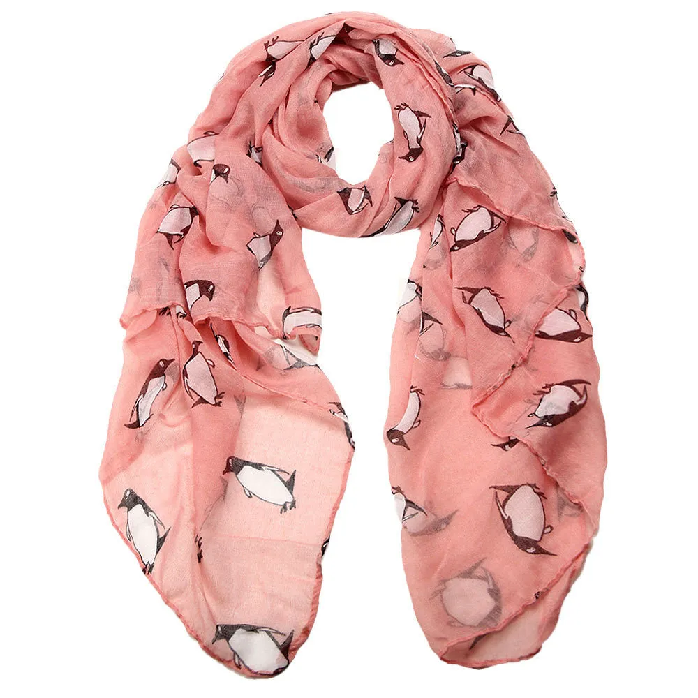 Women Lady Penguin Print Shawl Voile Rectangle Scarf Women's Girl Floral Print Scarf Wrap