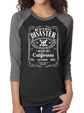 Women's 100 Proof Raglan Tee (Black/Grey)