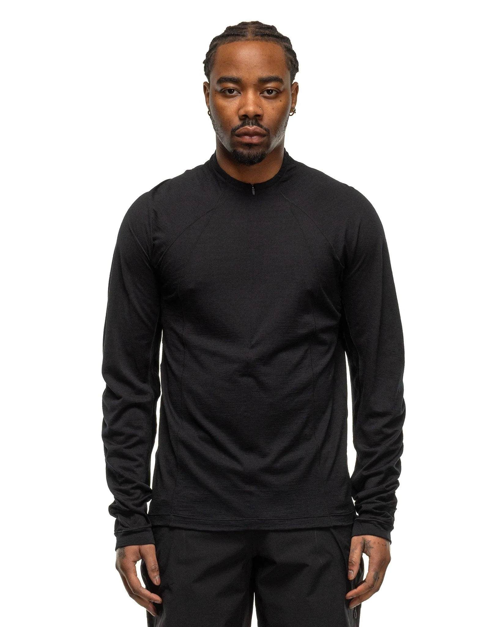 Wool Half Zip L/S T-Shirt Black