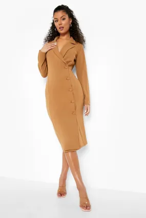 Wrap Fitted Midi Blazer Dress