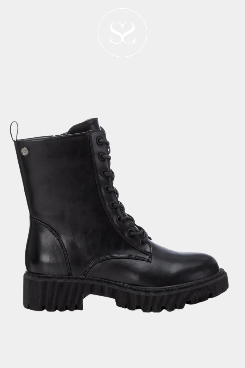 XTI 143318 BLACK MILITARY STYLE BIKER BOOTS