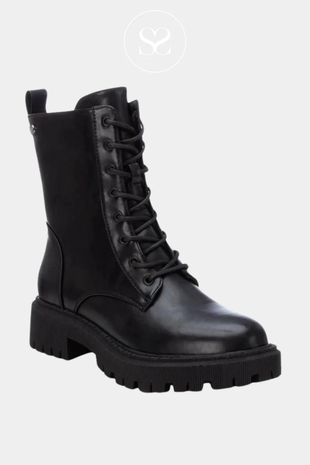 XTI 143318 BLACK MILITARY STYLE BIKER BOOTS