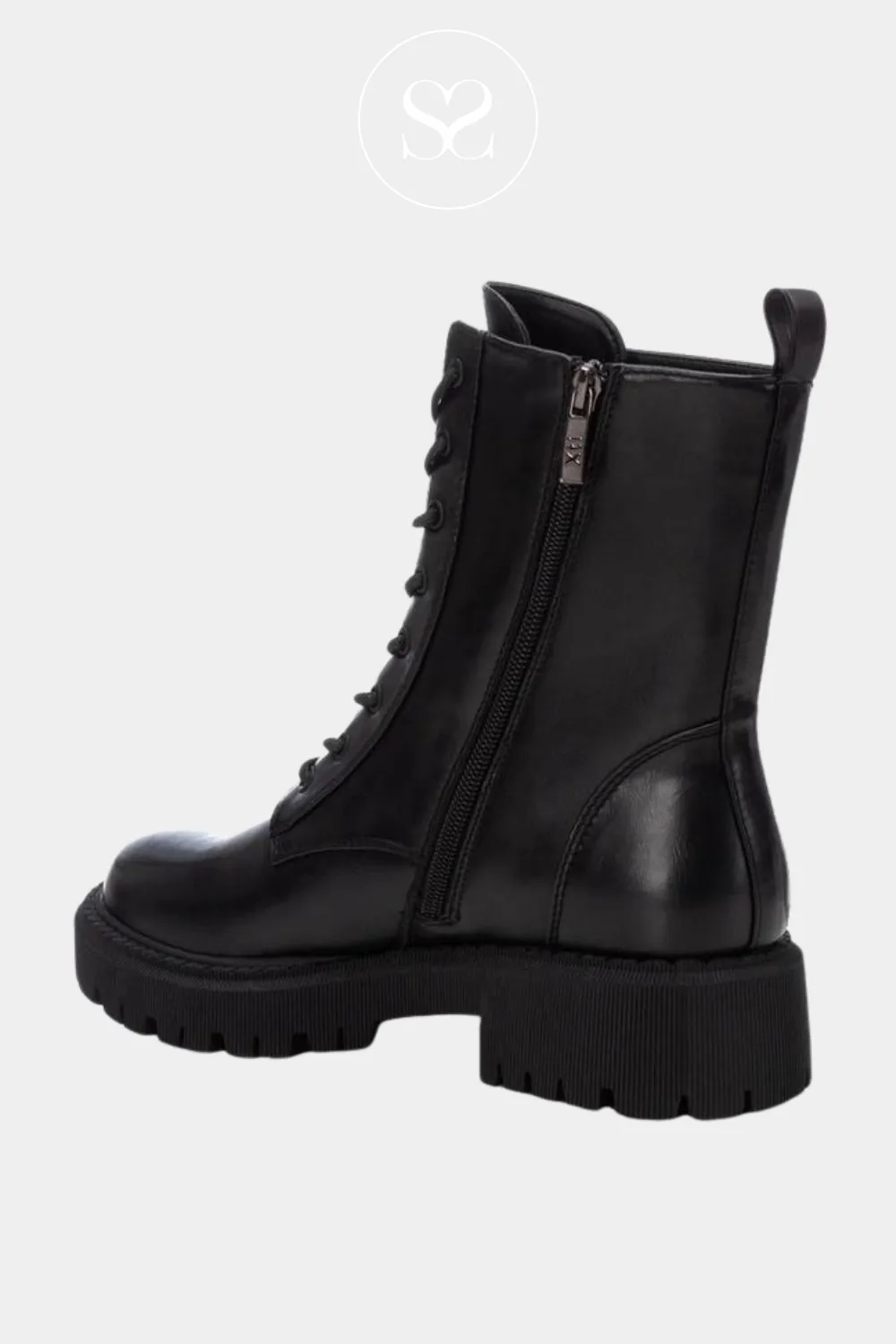 XTI 143318 BLACK MILITARY STYLE BIKER BOOTS