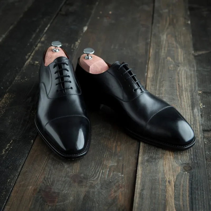 Yanko plain cap toe oxford black