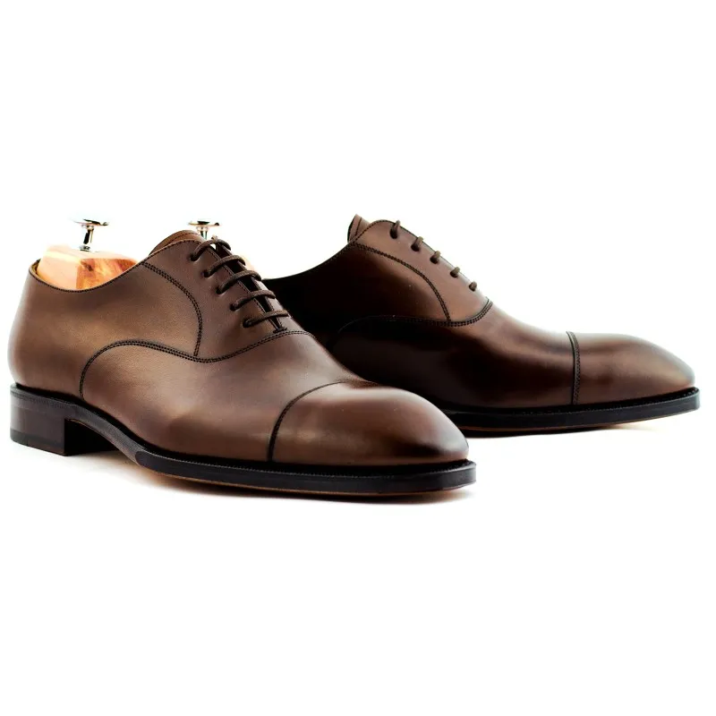 Yanko plain cap toe oxford dark brown