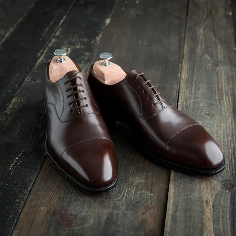 Yanko plain cap toe oxford dark brown