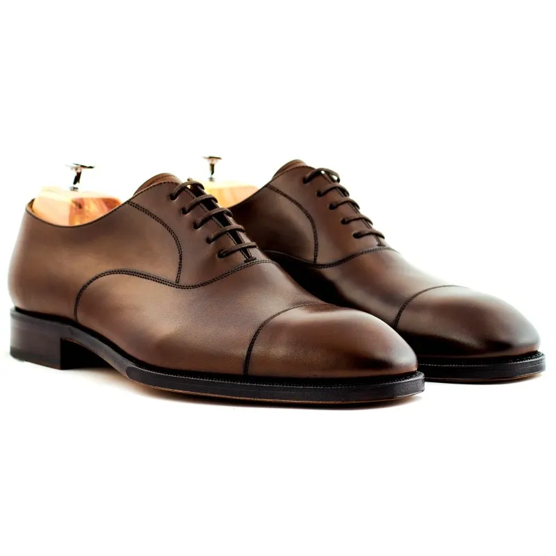 Yanko plain cap toe oxford dark brown