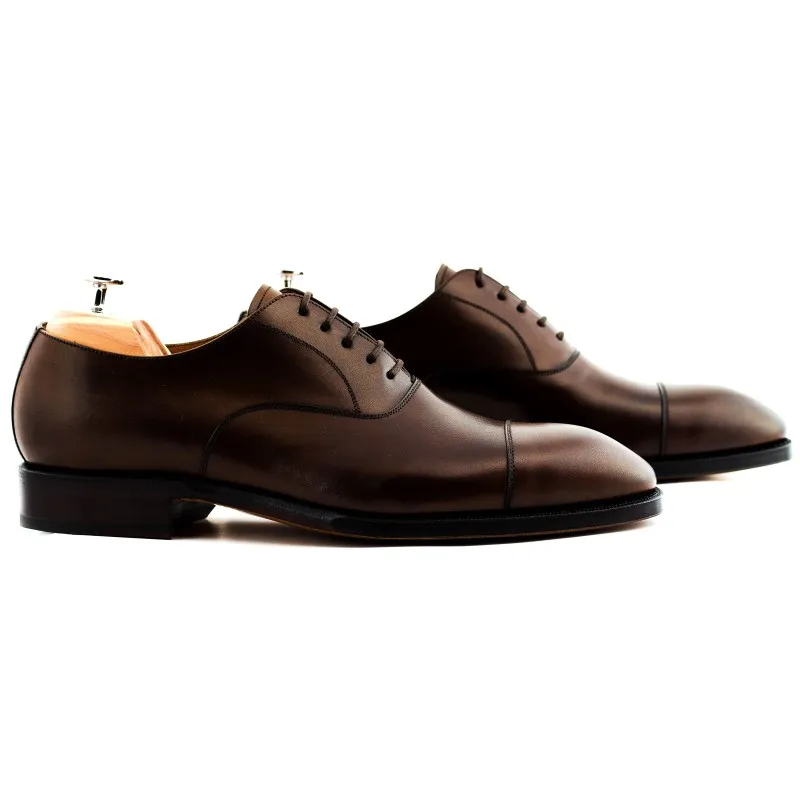 Yanko plain cap toe oxford dark brown