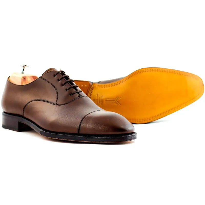 Yanko plain cap toe oxford dark brown