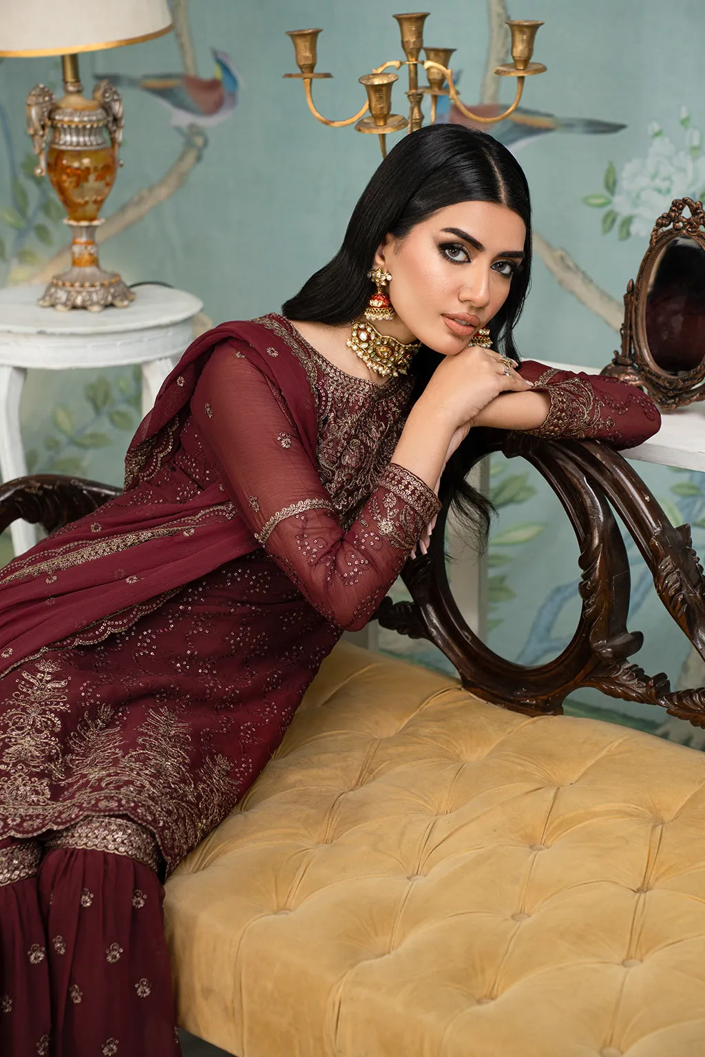 Zarif Afsanah Luxury Embroidered Chiffon Unstitched 3Pc Suit ZAF 12 RESHAM