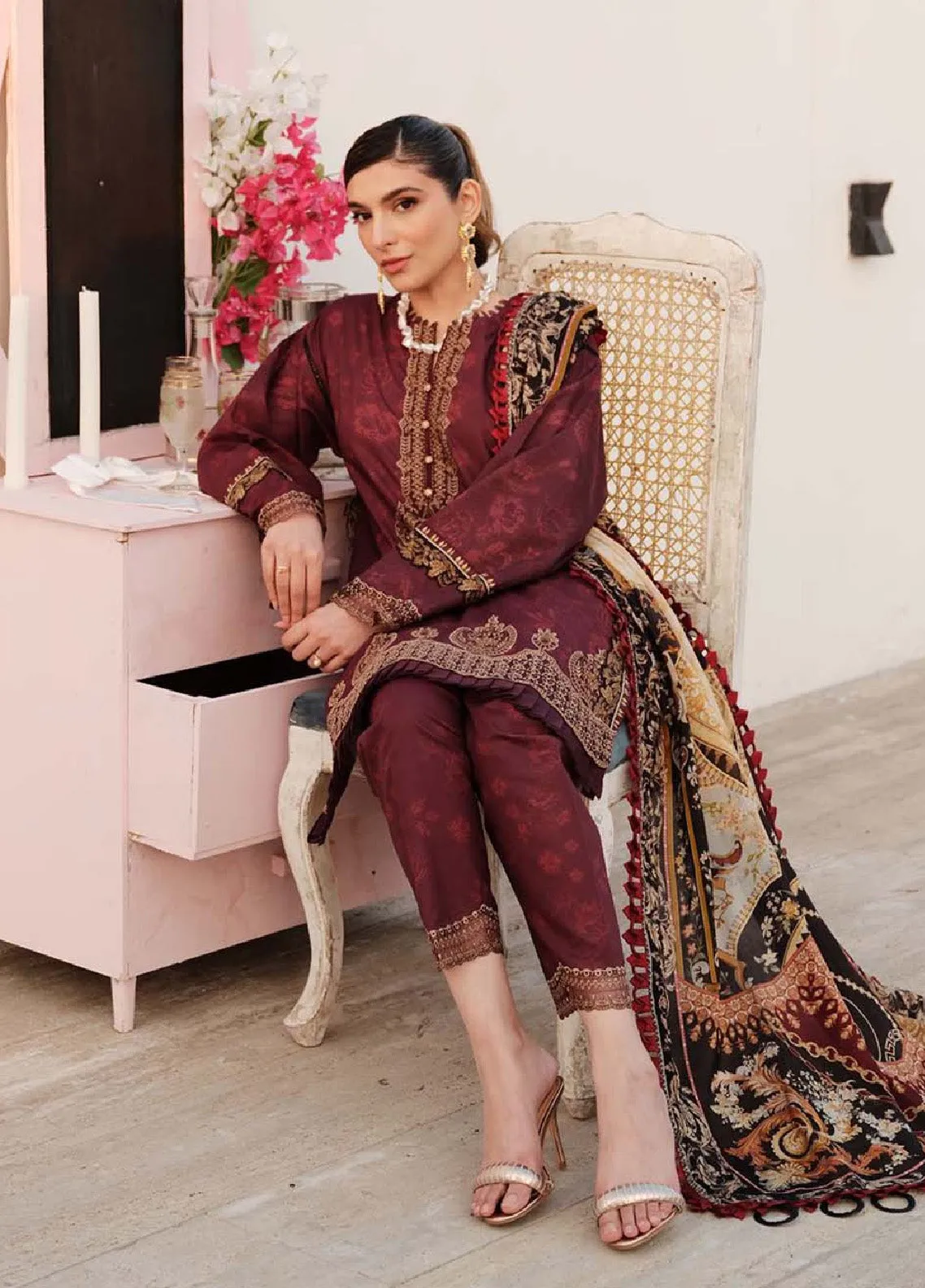 Zarqash Embroidered Luxe Lawn 3 Piece Unstitched Suit ZQ24LL 06