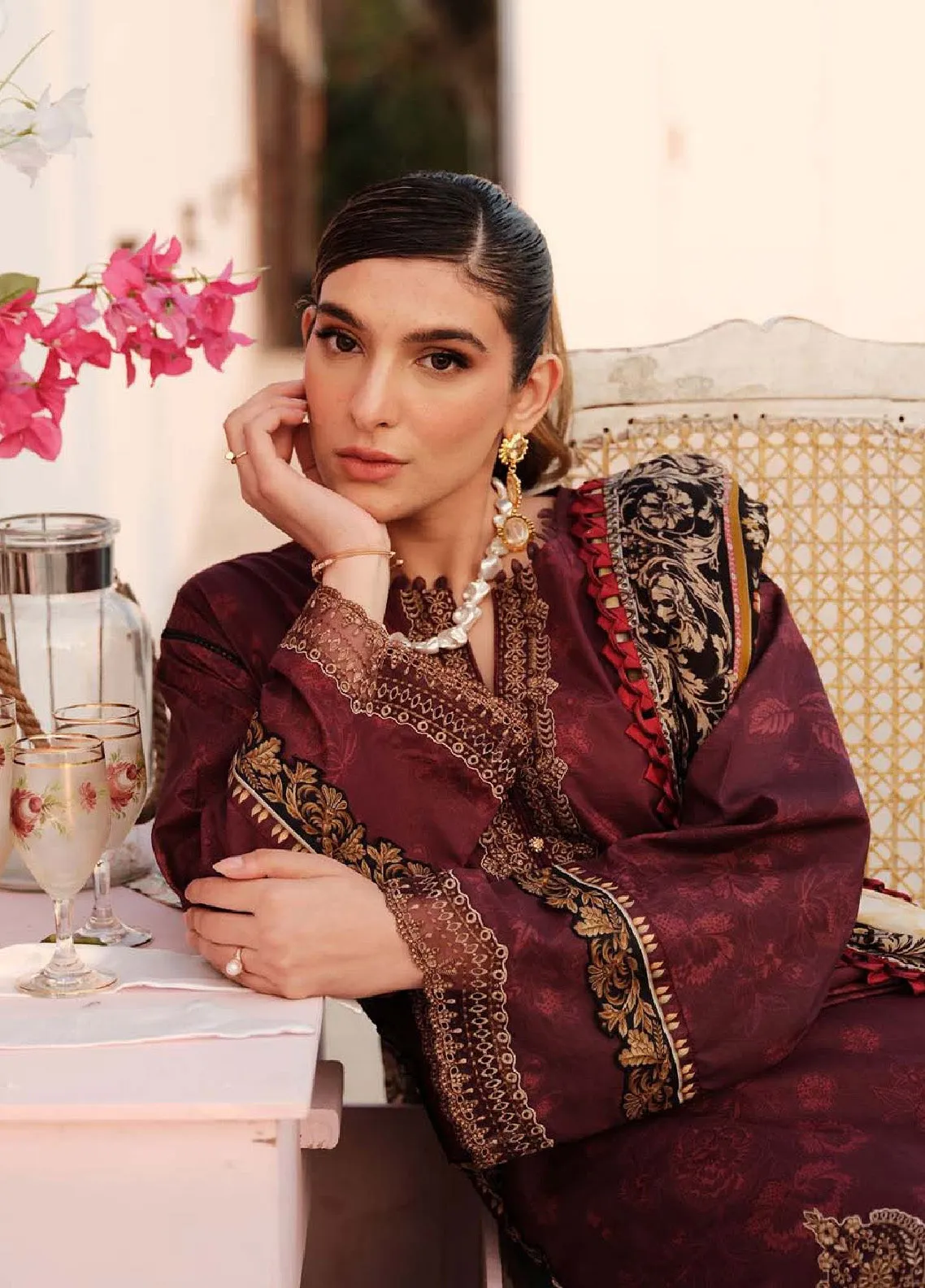 Zarqash Embroidered Luxe Lawn 3 Piece Unstitched Suit ZQ24LL 06