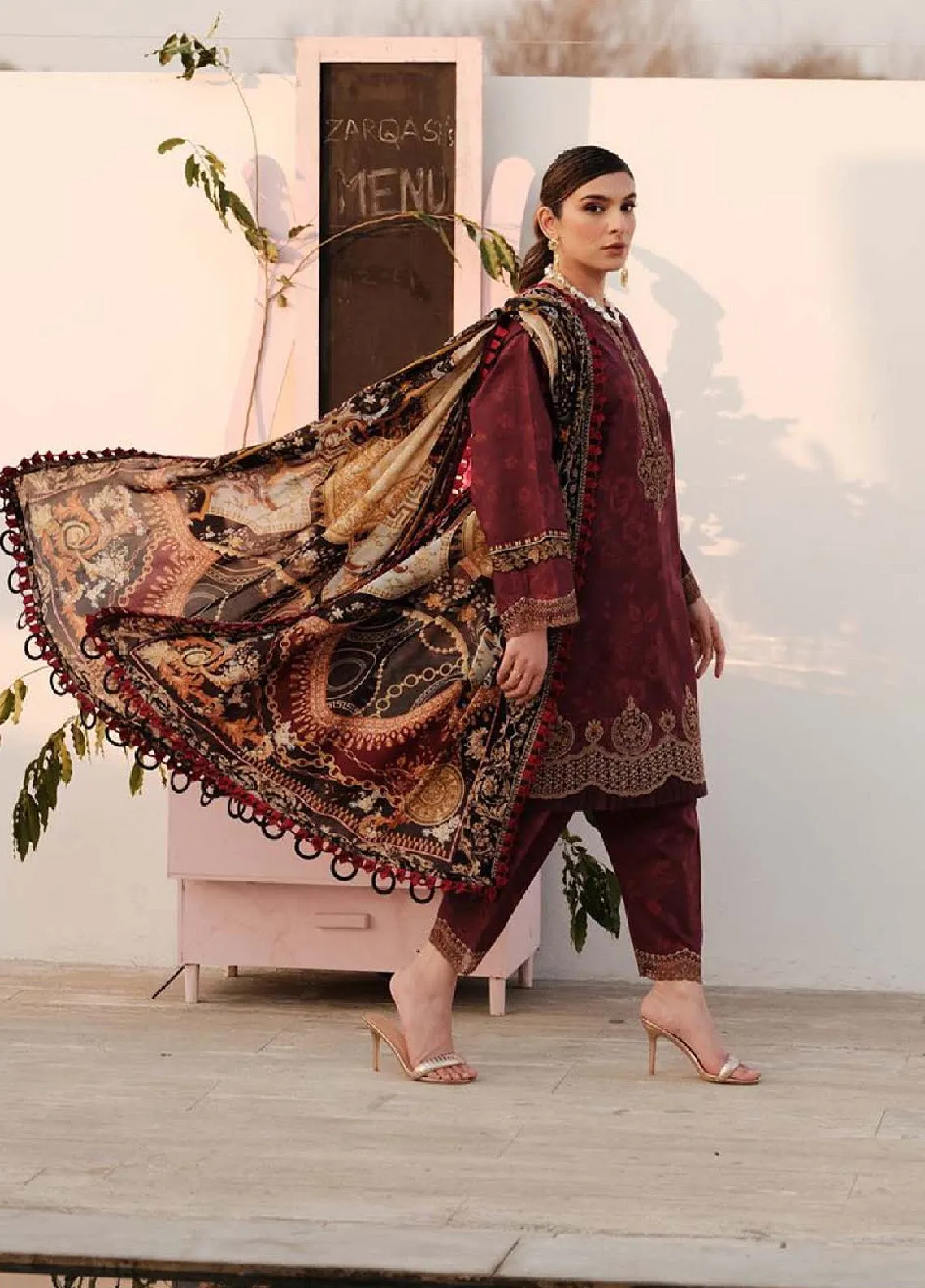 Zarqash Embroidered Luxe Lawn 3 Piece Unstitched Suit ZQ24LL 06