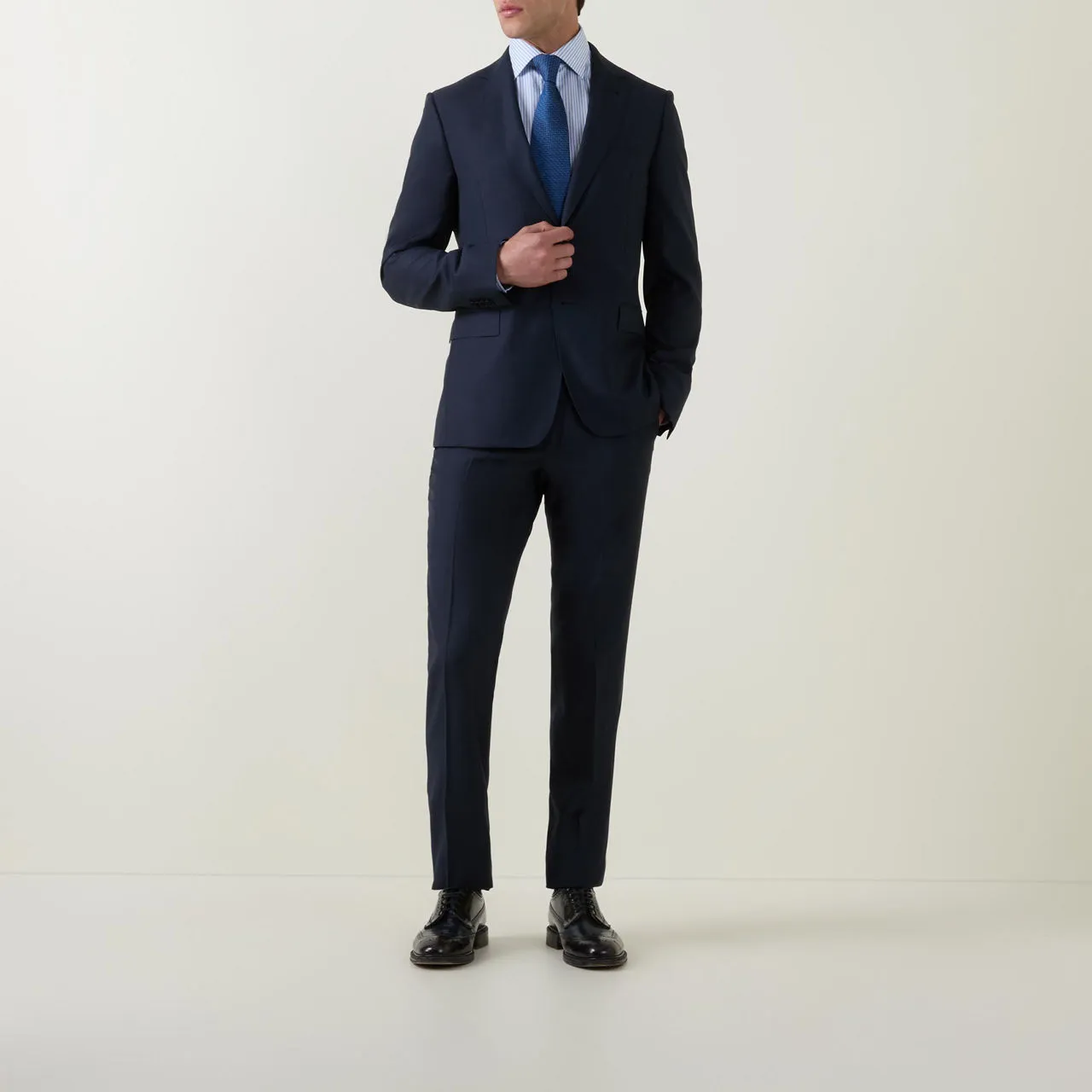 ZEGNA Two-Piece Textured Wool Suit - Dark Blue