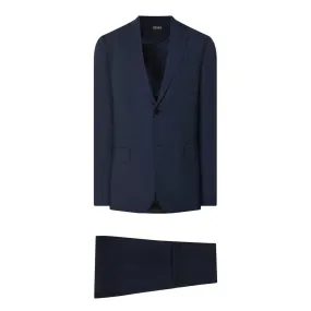 ZEGNA Two-Piece Textured Wool Suit - Dark Blue