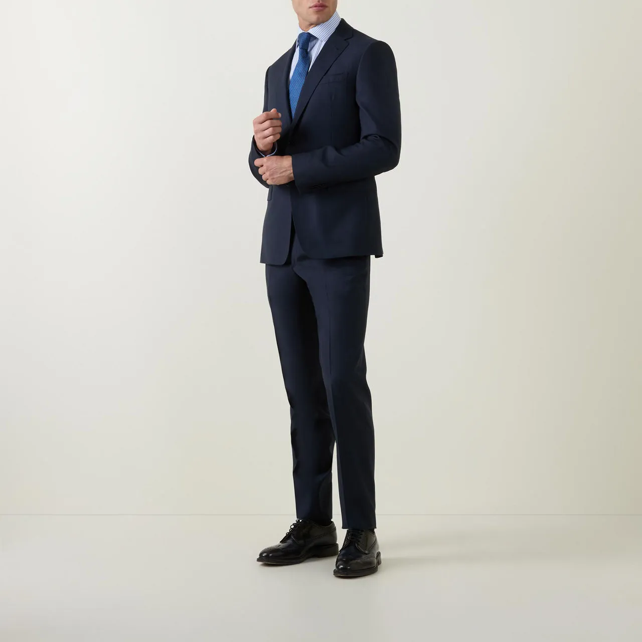 ZEGNA Two-Piece Textured Wool Suit - Dark Blue