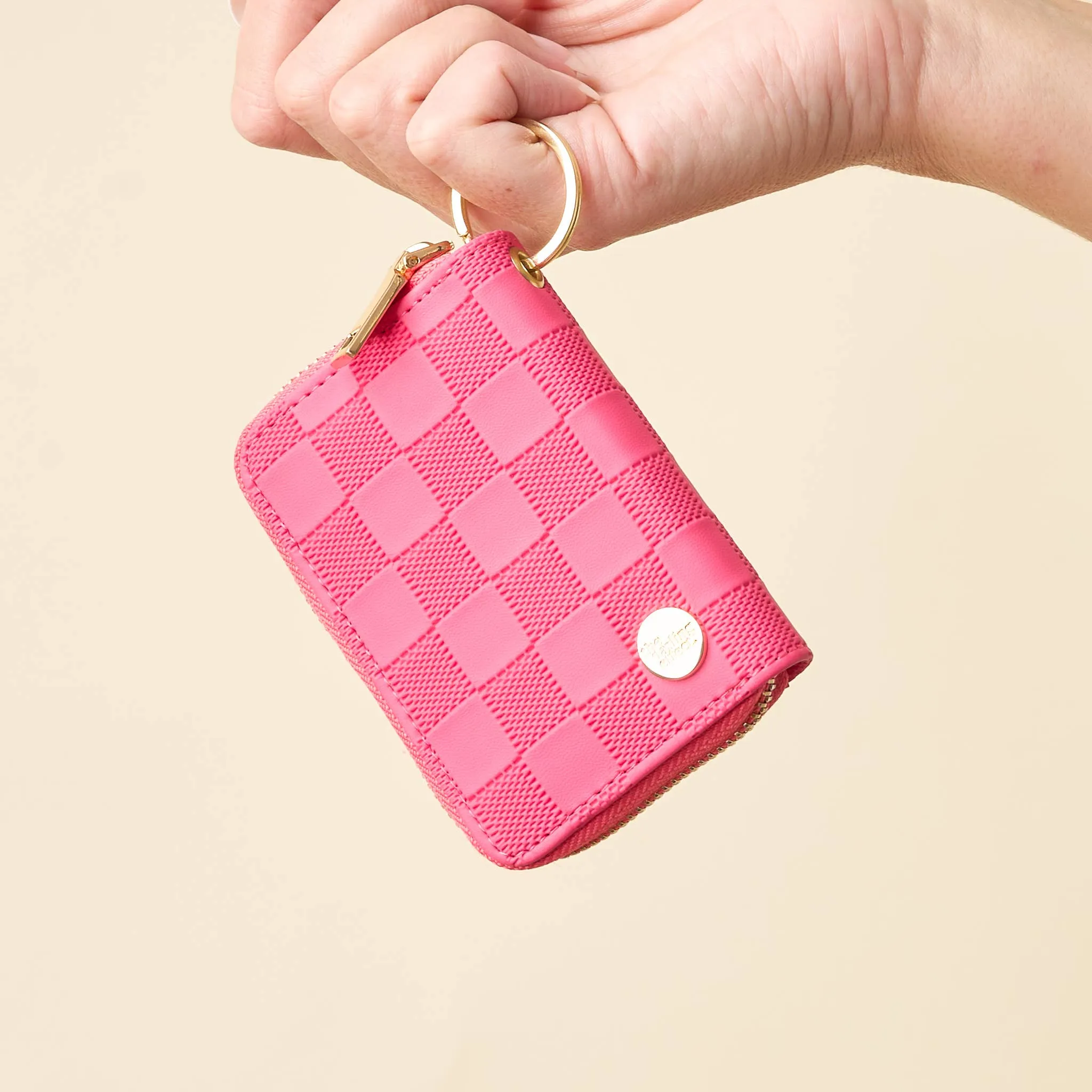 Zip Around Wallet- Hot Pink Check